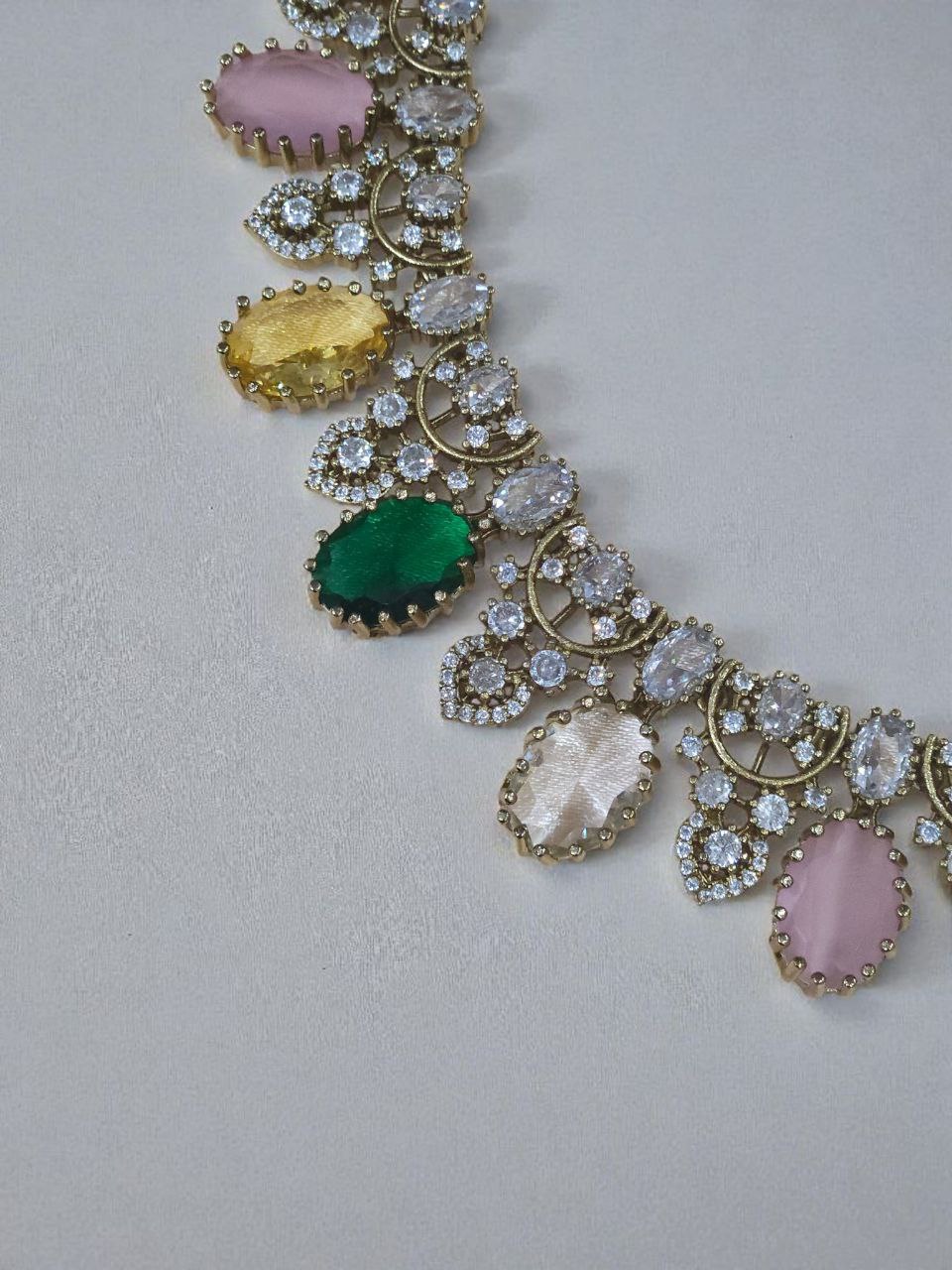 Premium Navratan Gold AD Necklace