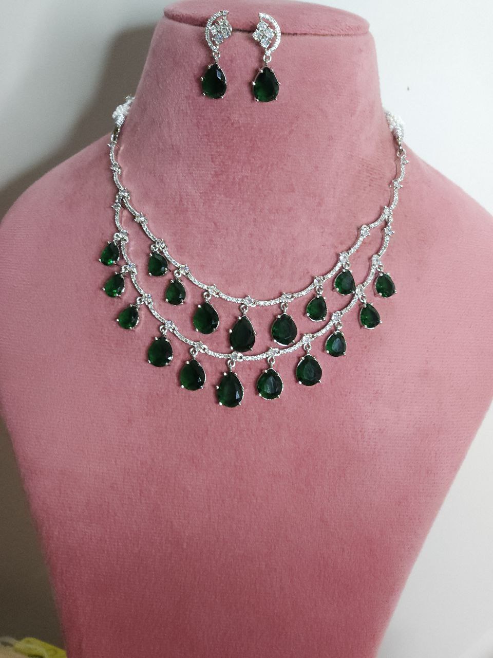Green 2-Layer Drops AD Necklace