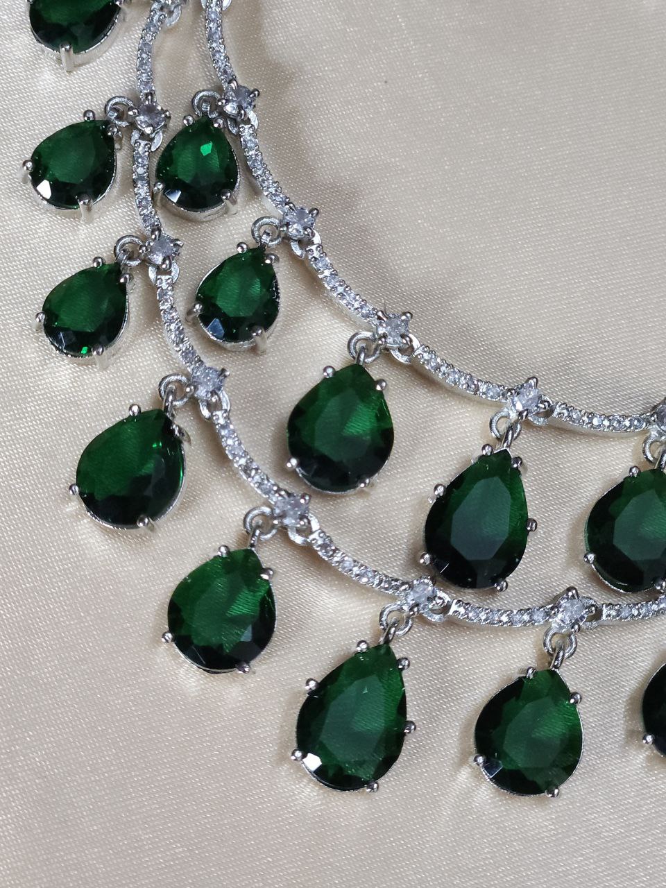 Green 2-Layer Drops AD Necklace