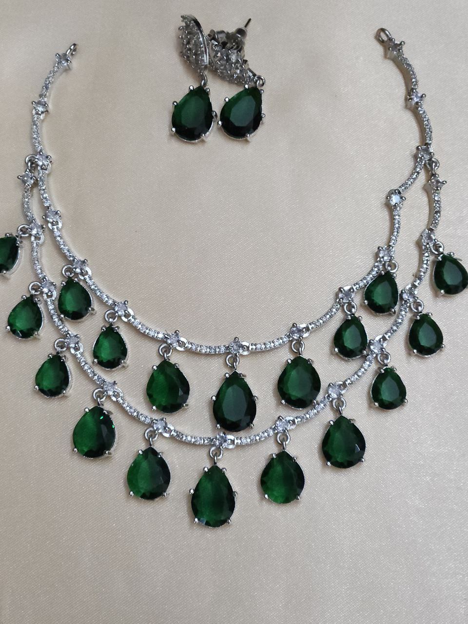 Green 2-Layer Drops AD Necklace