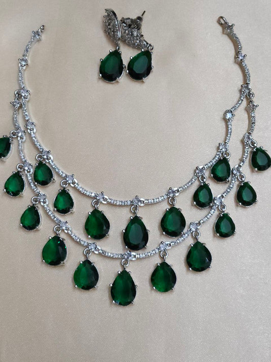 Green 2-Layer Drops AD Necklace