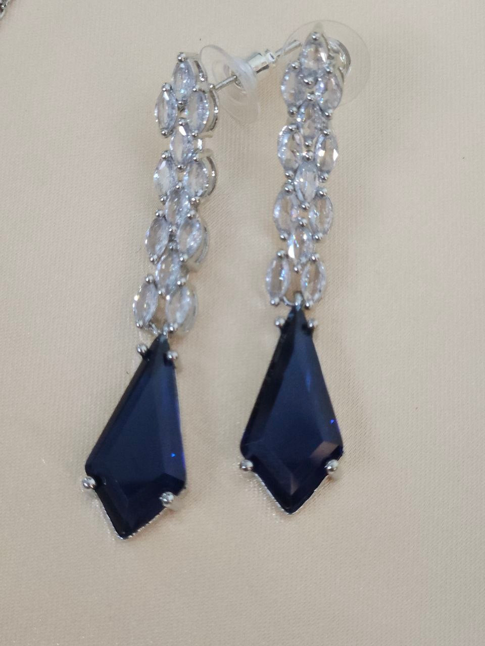 Blue Diamond Shape Designer AD Necklace