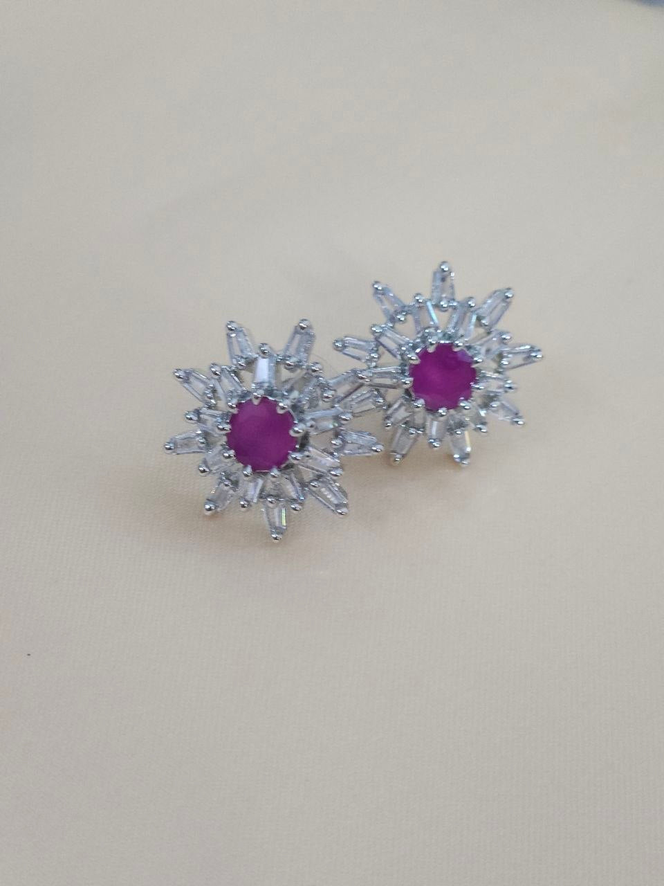 Ruby Silver Premium Studs Earrings