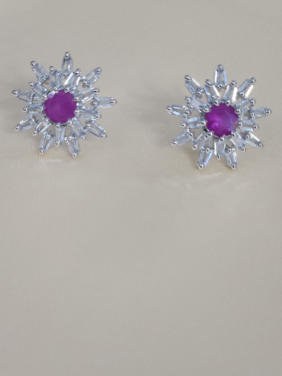 Ruby Silver Premium Studs Earrings