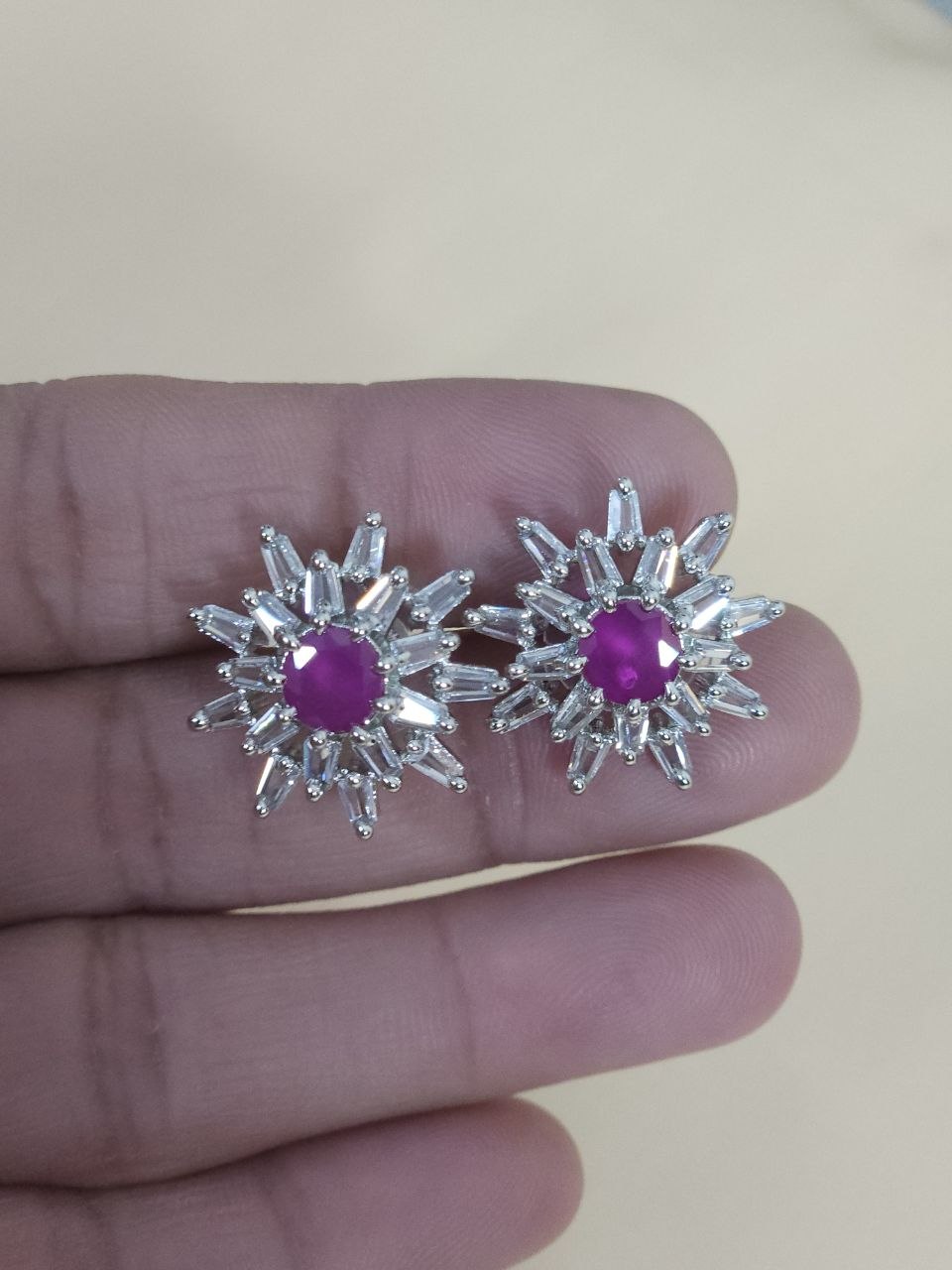 Ruby Silver Premium Studs Earrings