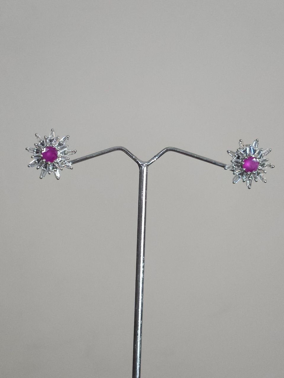 Ruby Silver Premium Studs Earrings