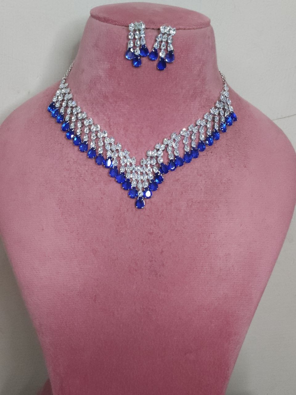 V-Neck Royal Blue AD Necklace