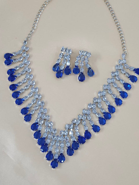 V-Neck Royal Blue AD Necklace