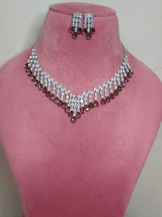 V-Neck Wine Red AD Necklace