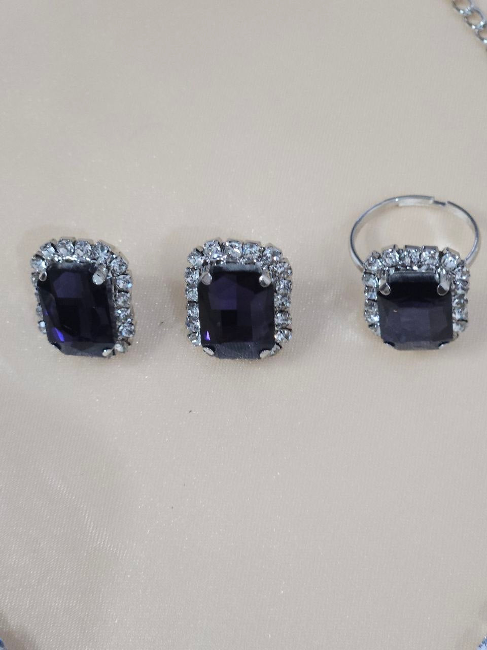 Square Purple AD Long Statement Necklace