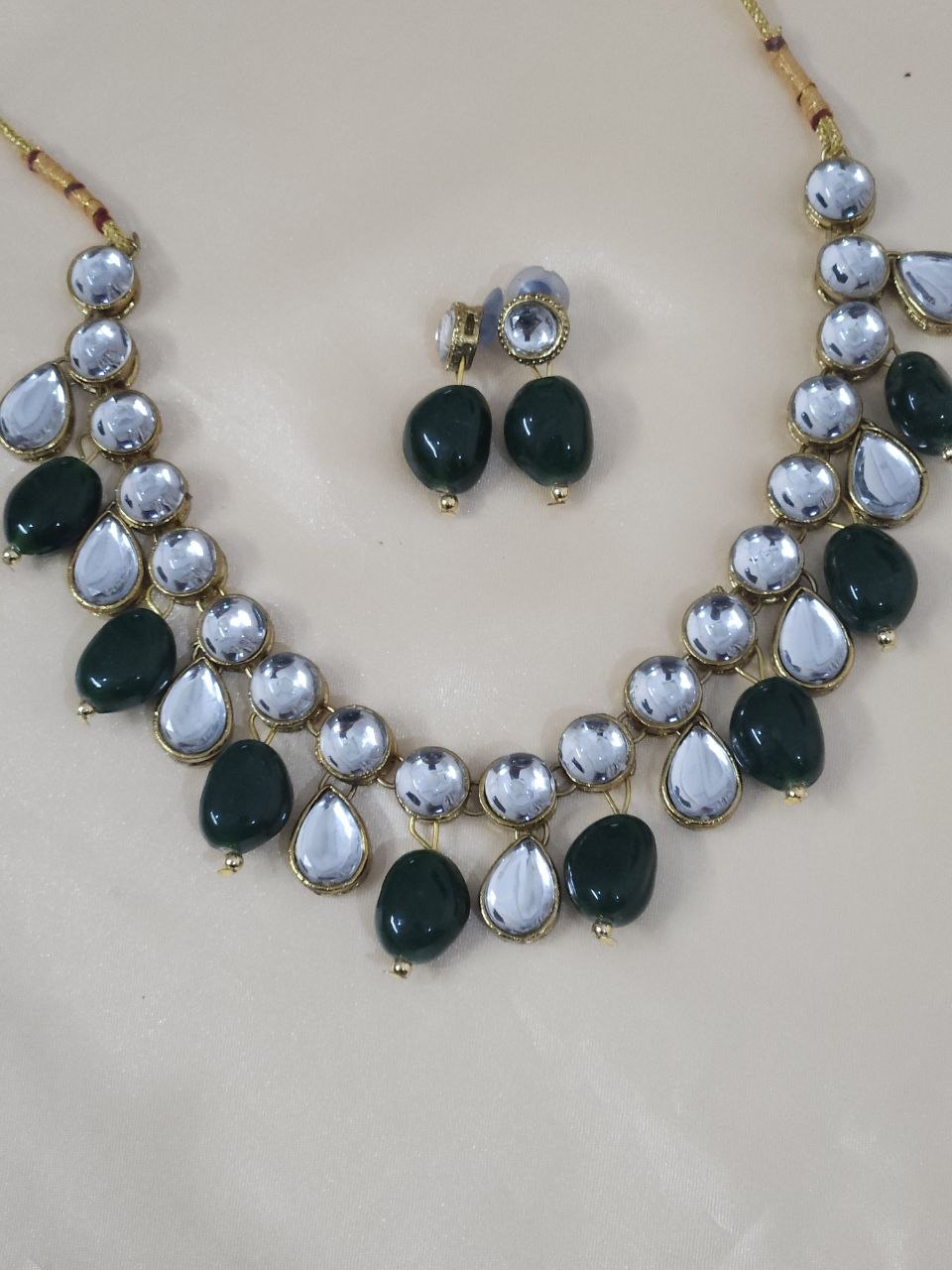 Green Tumbles Kundan Necklace