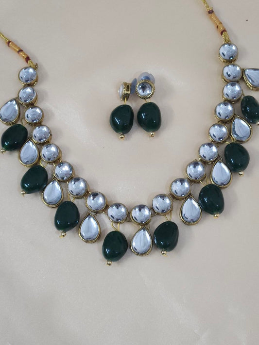 Green Tumbles Kundan Necklace