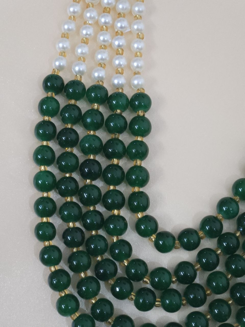 5-Layer Real Tumble Green Mala Necklace