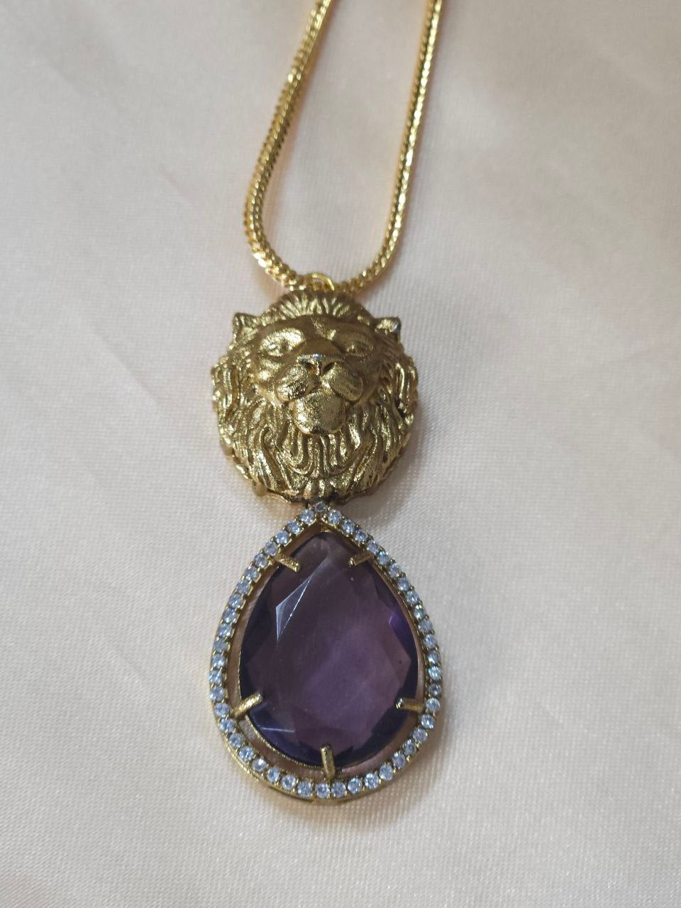 Sabyasachi Purple Long AD Pendant Necklace