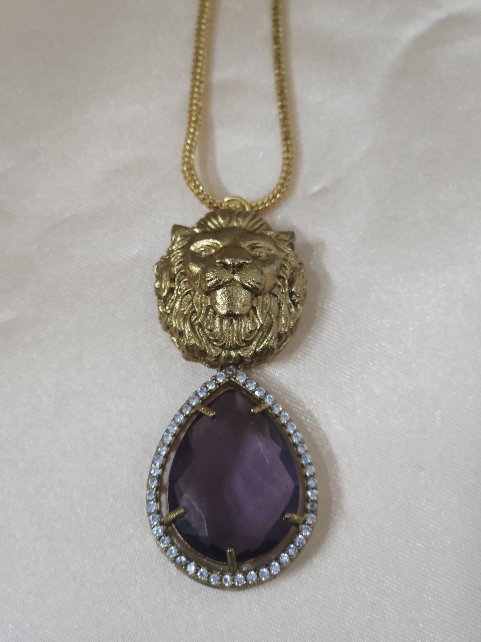 Sabyasachi Purple Long AD Pendant Necklace