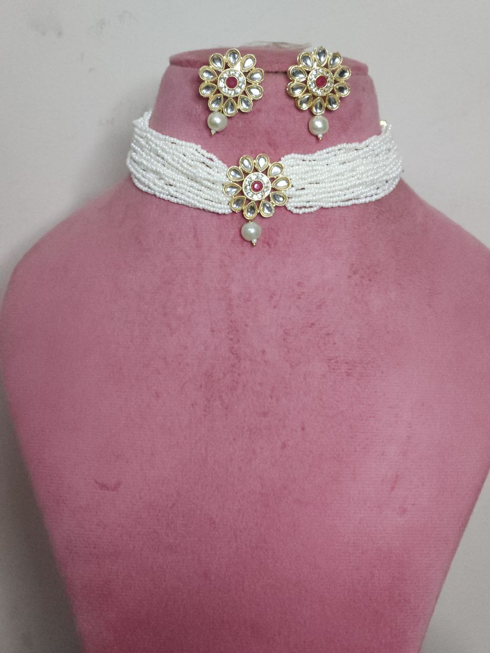 Red Multistring Kundan Choker Necklace