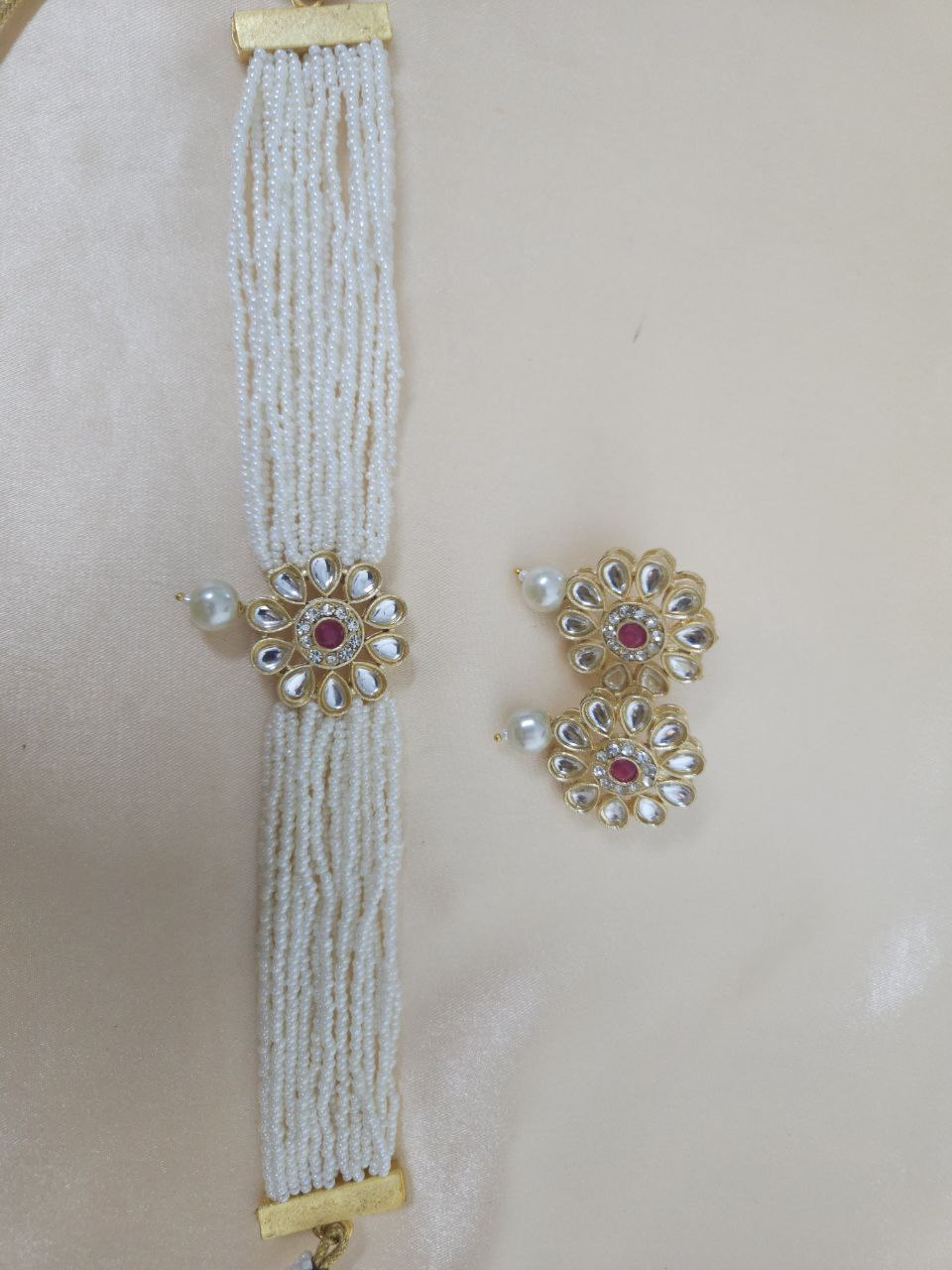 Red Multistring Kundan Choker Necklace