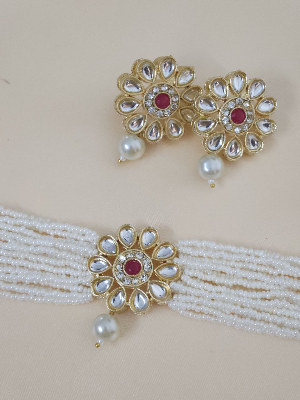 Red Multistring Kundan Choker Necklace