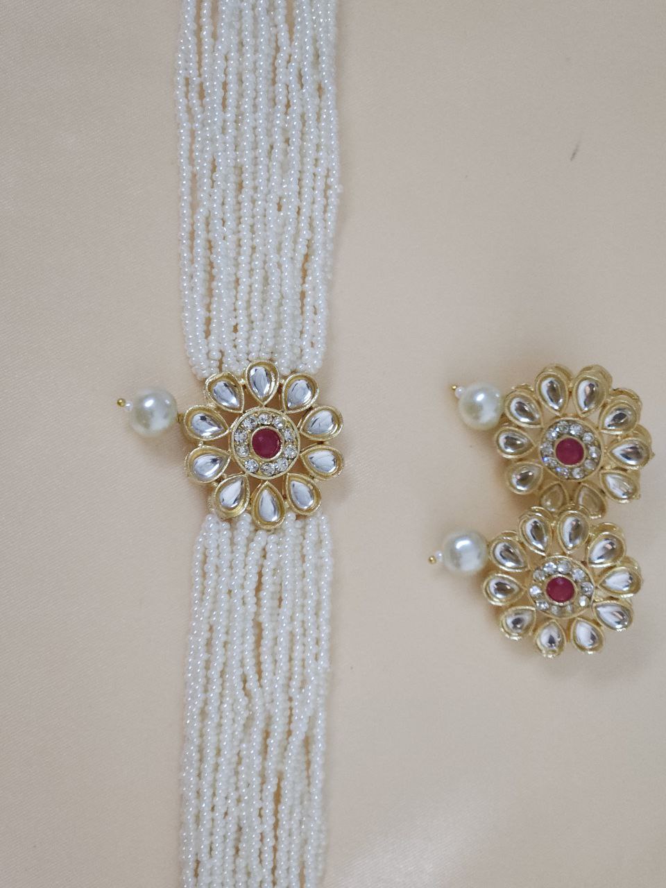Red Multistring Kundan Choker Necklace