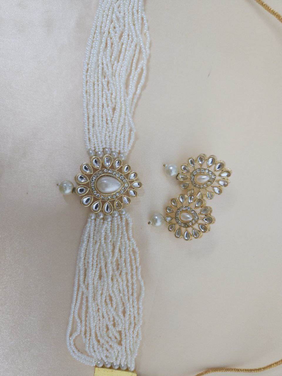 White Pearl Multi Strings Choker Necklace