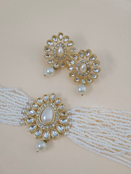 White Pearl Multi Strings Choker Necklace