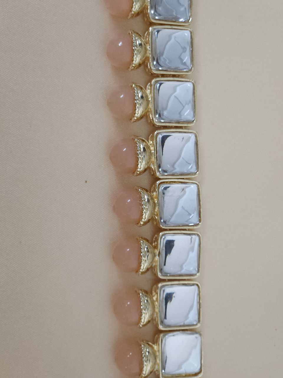 Peach Pearl Glass Choker Necklace