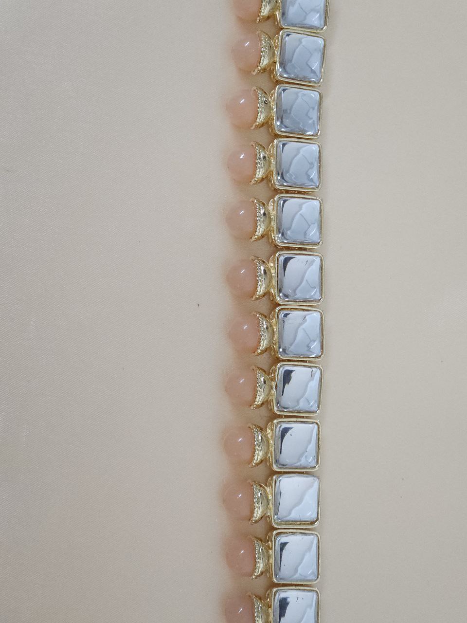 Peach Pearl Glass Choker Necklace