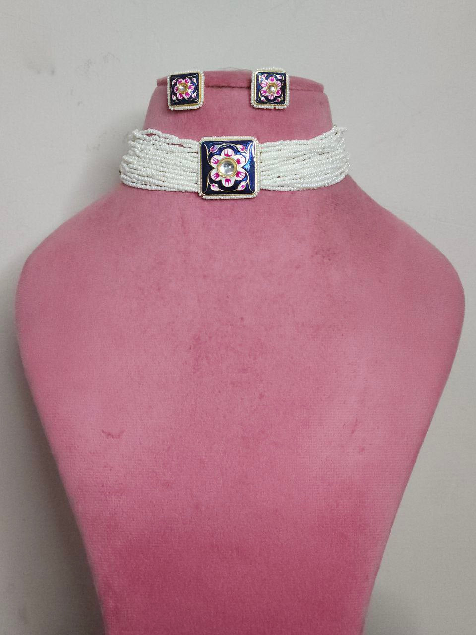 Bajri Moti Purple Choker Necklace