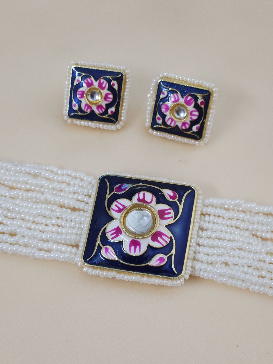 Bajri Moti Purple Choker Necklace