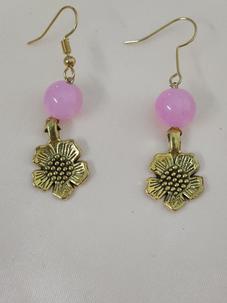 Pink Real Beads Gold Necklace