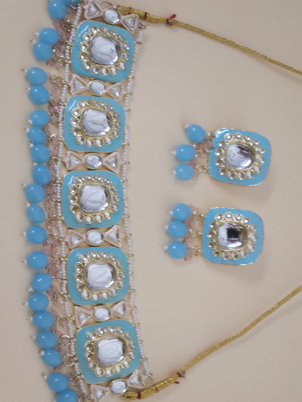 Sky Blue Kundan Choker Necklace