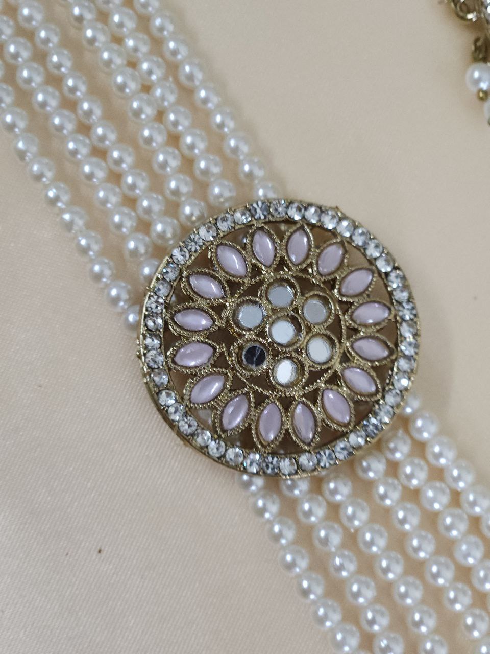 Maharani Pink Mirror Choker