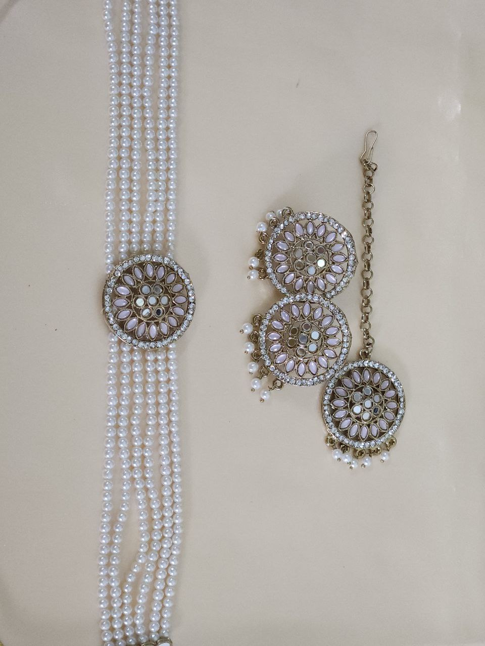 Maharani Pink Mirror Choker