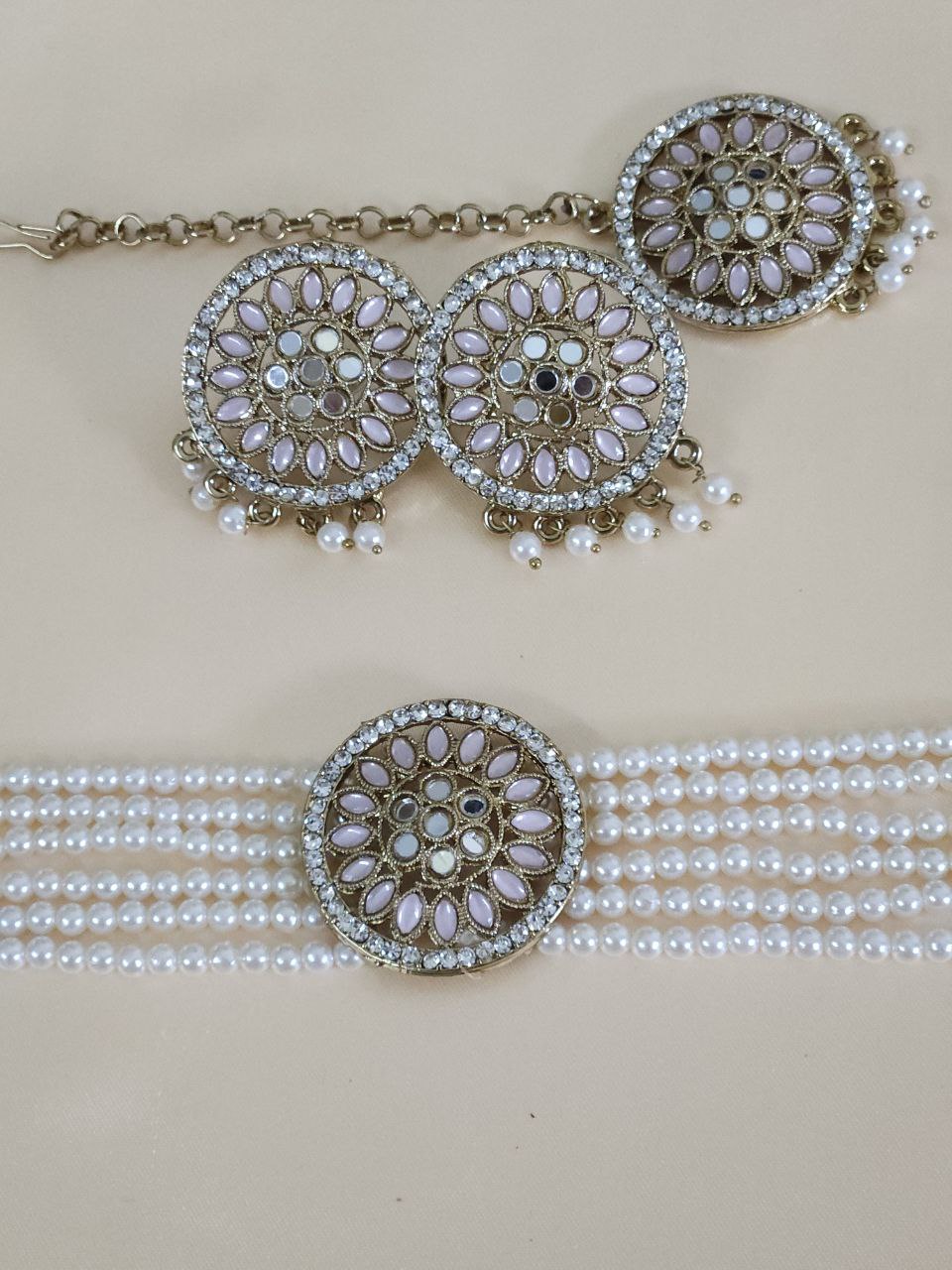 Maharani Pink Mirror Choker