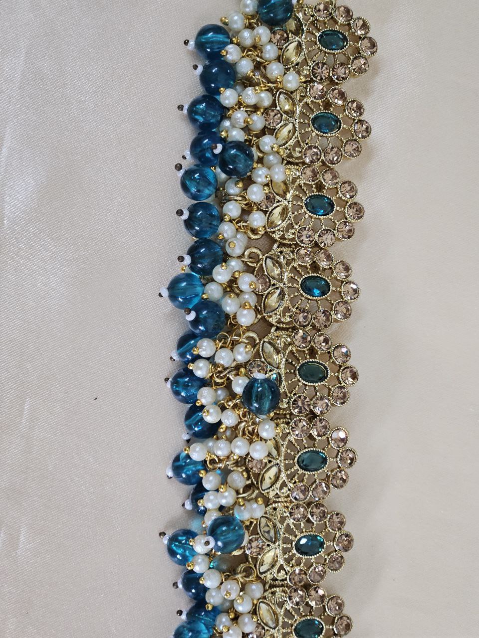 Sea Green Beads Pearl Choker Necklace