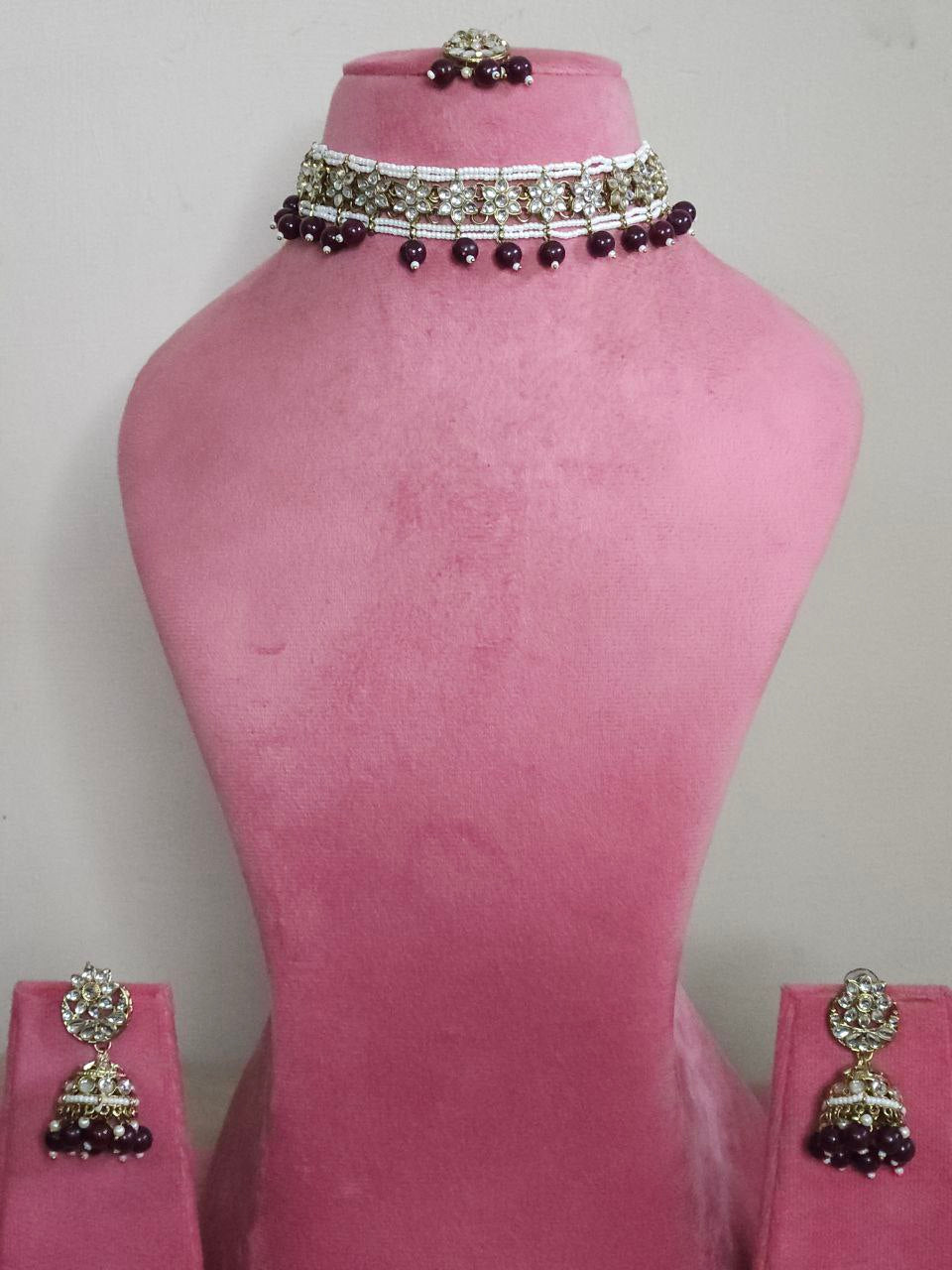 Coke-Color Kundan Choker Necklace