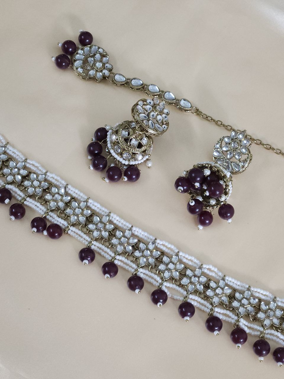 Coke-Color Kundan Choker Necklace