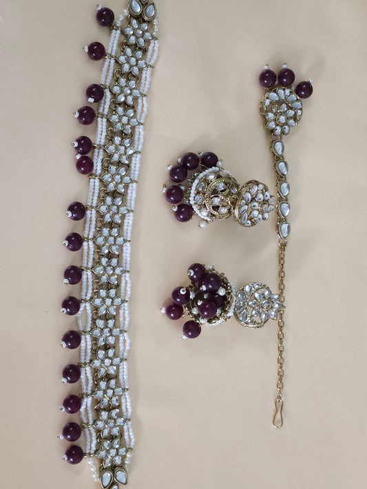 Coke-Color Kundan Choker Necklace