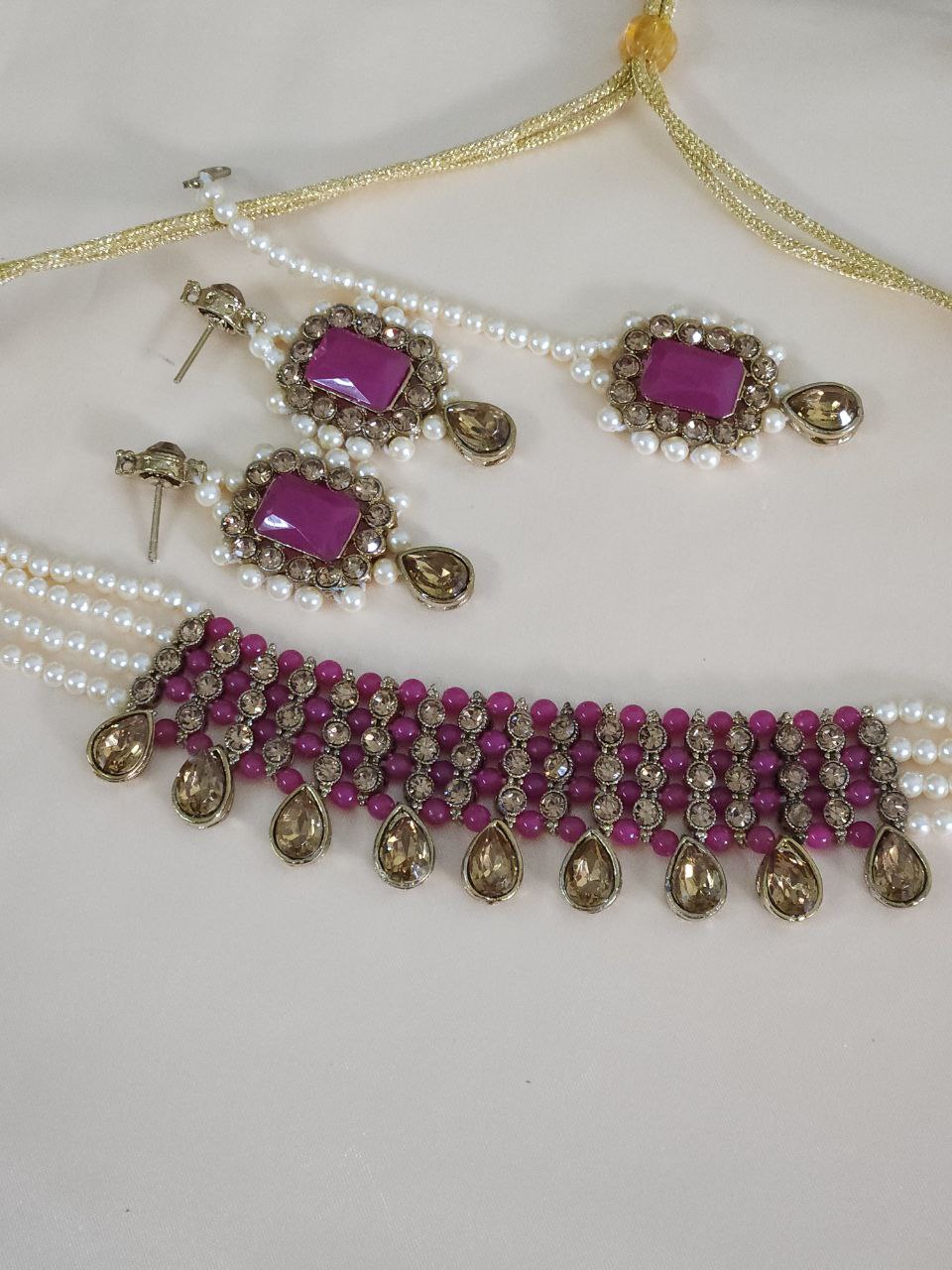 Magenta Pearl Necklace