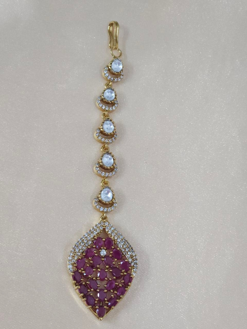 Ruby Leaf Bridal Victorian AD Moissanite Necklace [Premium]