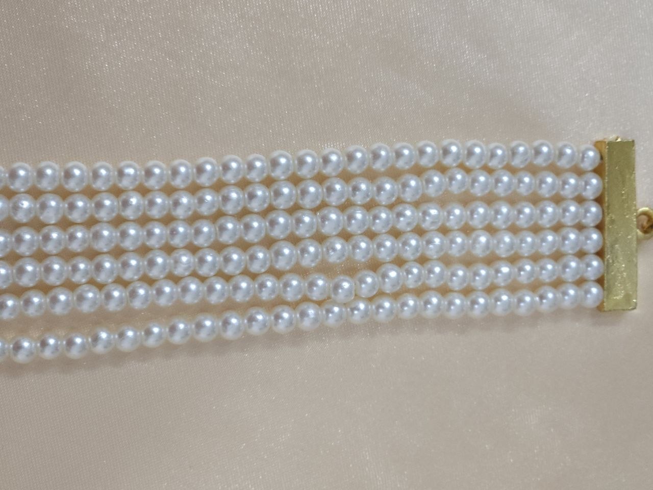 Semi-Precious Stone AD Multi Strings Pearl Choker Necklace