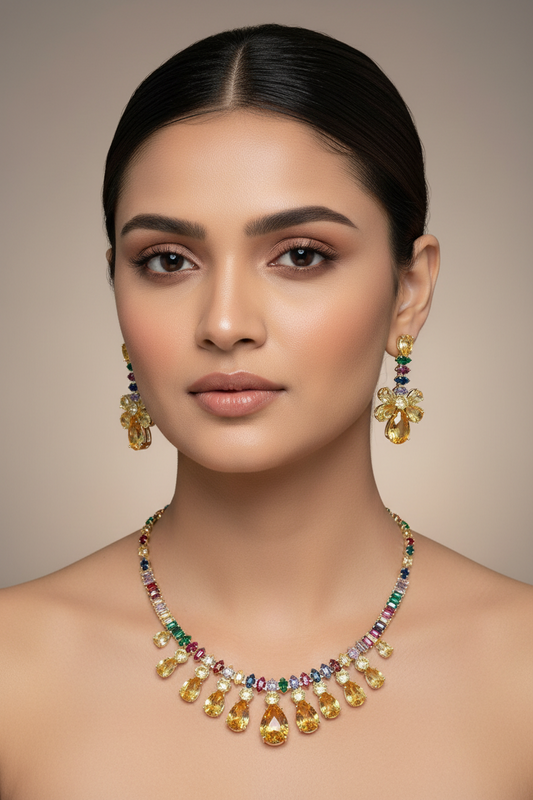 Celebrity Swarovski Yellow Luxe AD Necklace [Premium]