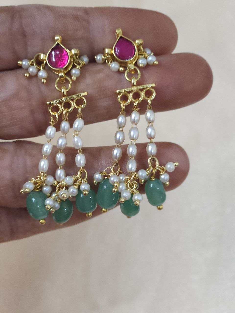 Pachi Kundan Multi Layers Rani Haar Necklace [Premium]