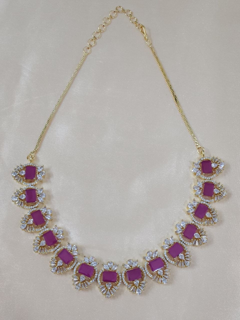Celebrity Ruby Zirconia CZ Gold AD Necklace [Premium]