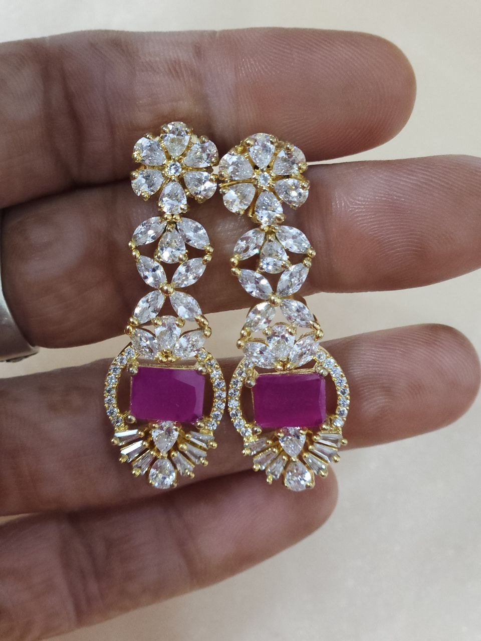 Celebrity Ruby Zirconia CZ Gold AD Necklace [Premium]
