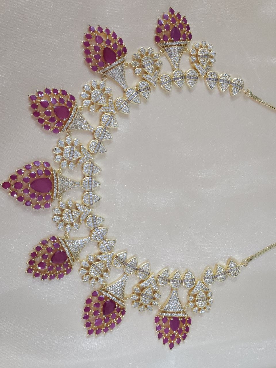 Designer Nano Ruby Heavy Bridal AD Necklace [GJ Polish]