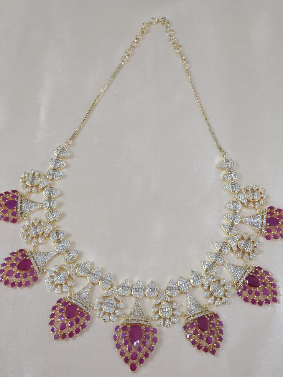 Designer Nano Ruby Heavy Bridal AD Necklace [GJ Polish]