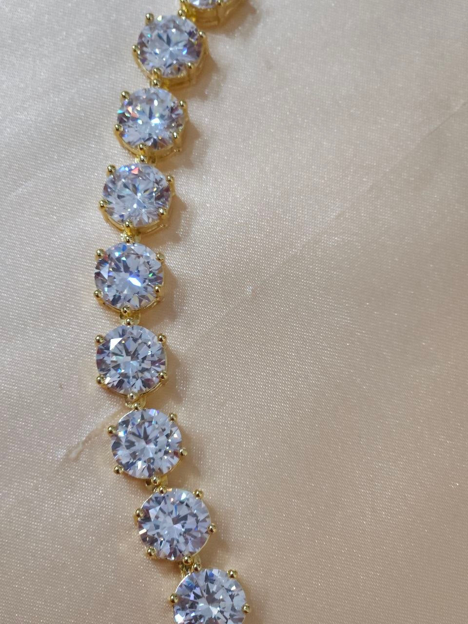 Celebrity Red Big Gold Semi-Precious Luxe AD Necklace