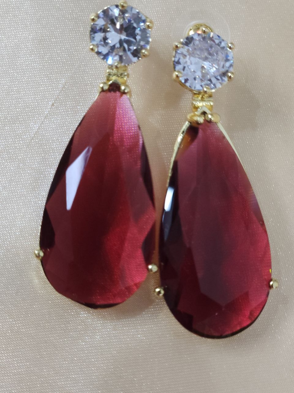 Celebrity Red Big Gold Semi-Precious Luxe AD Necklace