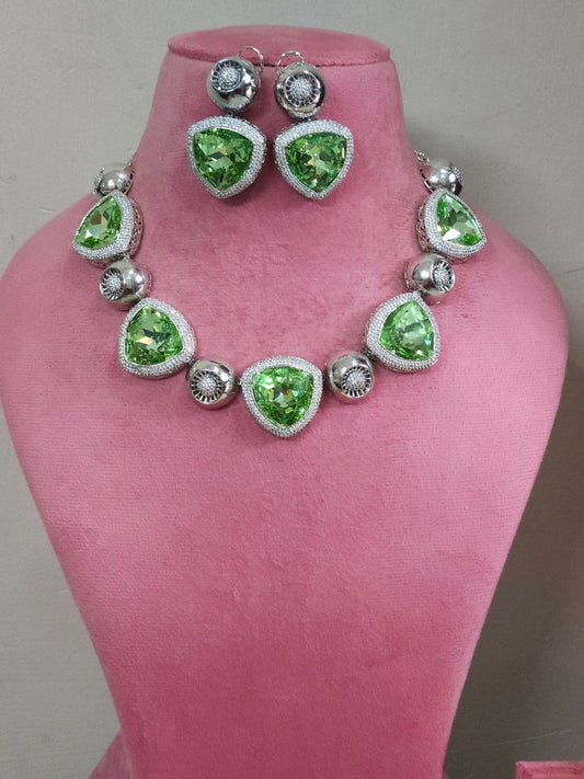 Celebrity Green Swarovski AD Necklace [Premium]